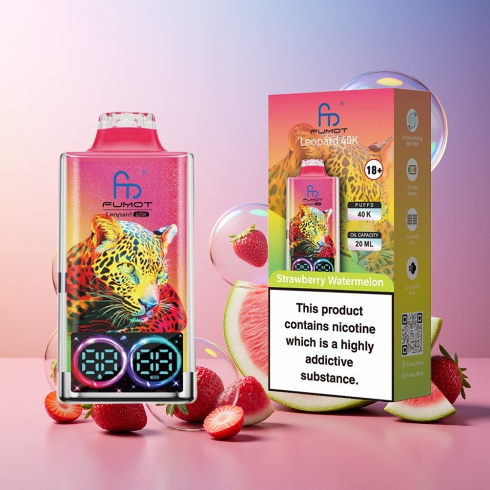 Fumot Leopard 40K Puffs Einweg-Vape Erdbeer-Wassermelone – 700mAh, Dual Mesh, Typ-C-Ladung, Schweiz Großhandel