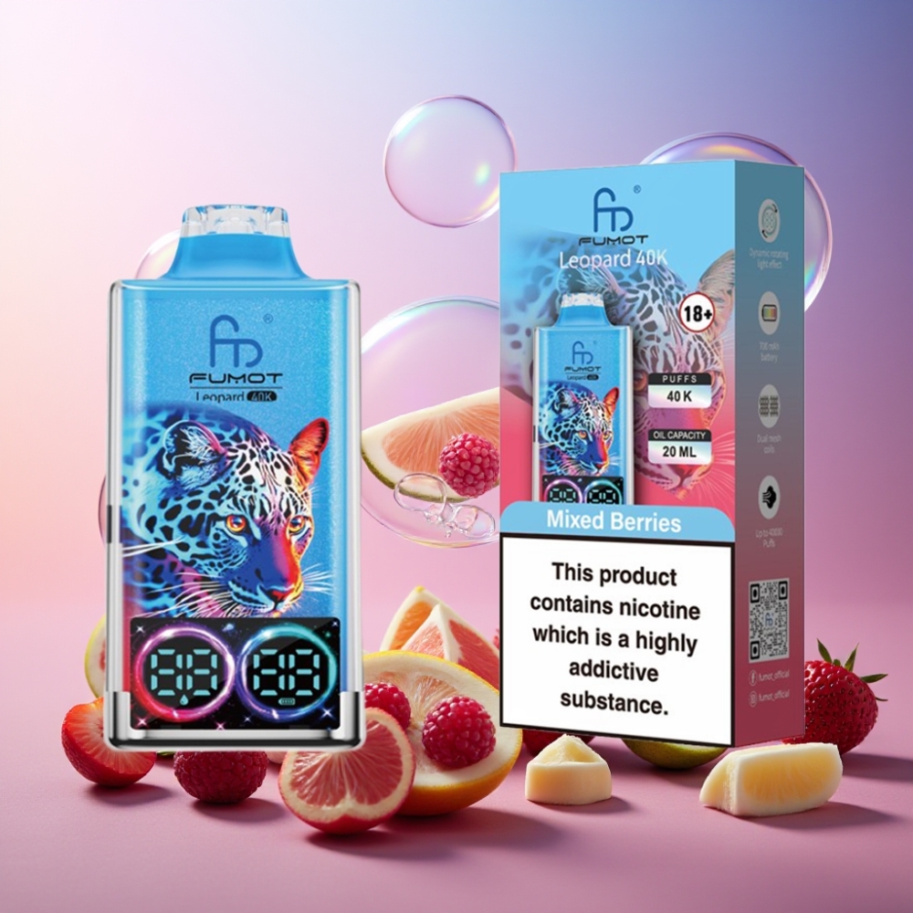Fumot Leopard 40K Puffs Einweg-Vape Gemischte Beeren – 700mAh, Dual Mesh, Typ-C-Ladung, Schweiz Großhandel
