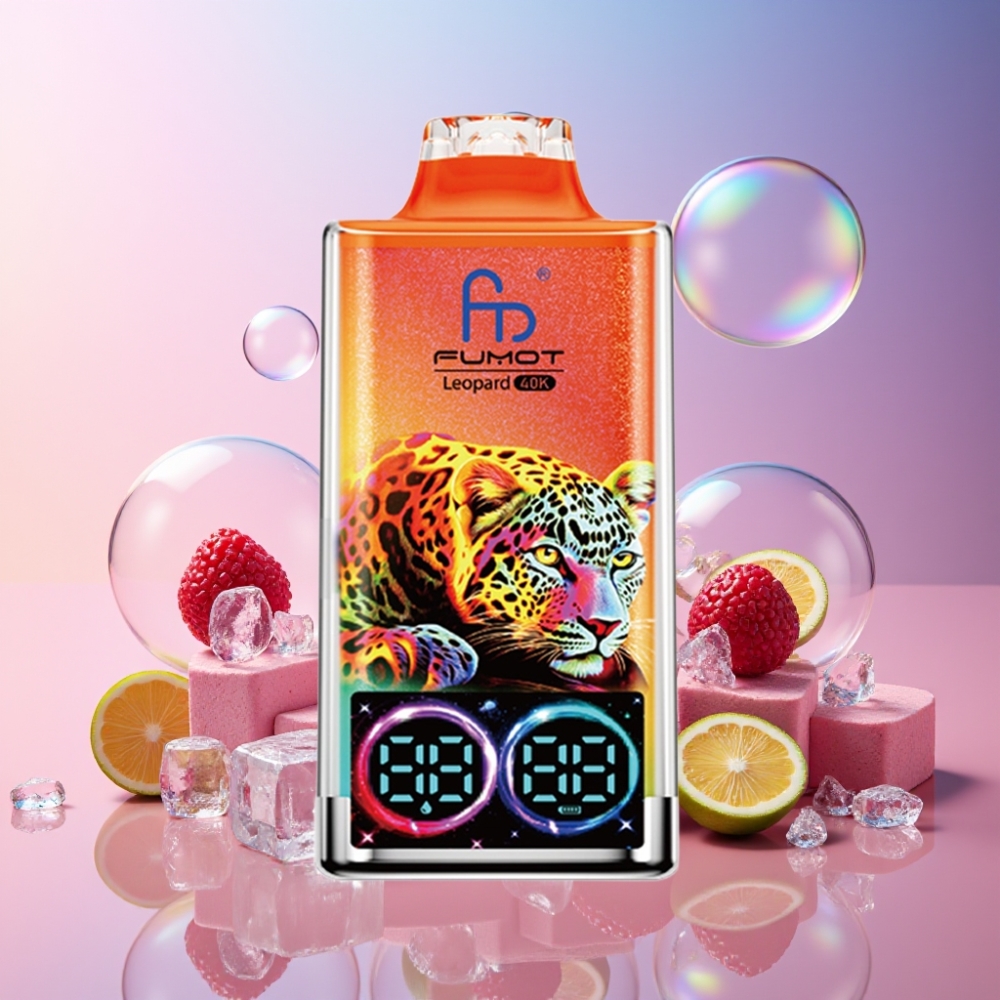 Fumot Leopard 40K Puffs Einweg-Vape Kirsch-Eis, 0-5% Nikotin, 700mAh Akku, Dual Mesh, Schweiz Großhandel