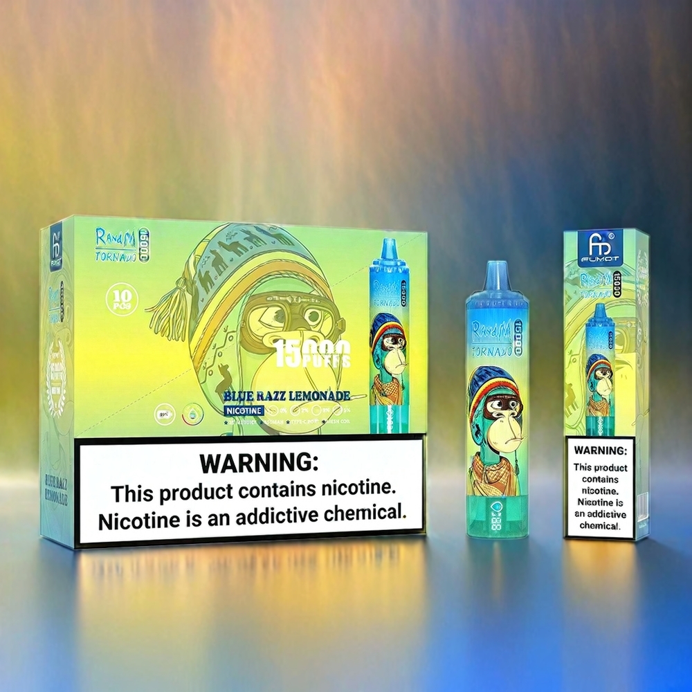 Fumot RandM Tornado 15000 Puffs Blue Razz Lemonade 25ml 850mAh Mesh Coil Schweiz Großhandel