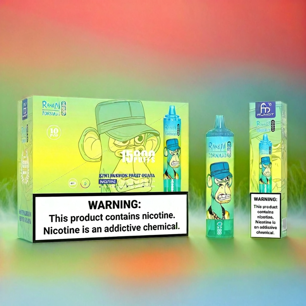 Fumot RandM Tornado 15000 Puffs Schweiz Großhandel mit 25ml Liquid, 850mAh Akku und Mesh Coil - Kiwi Fassion Frucht Guava