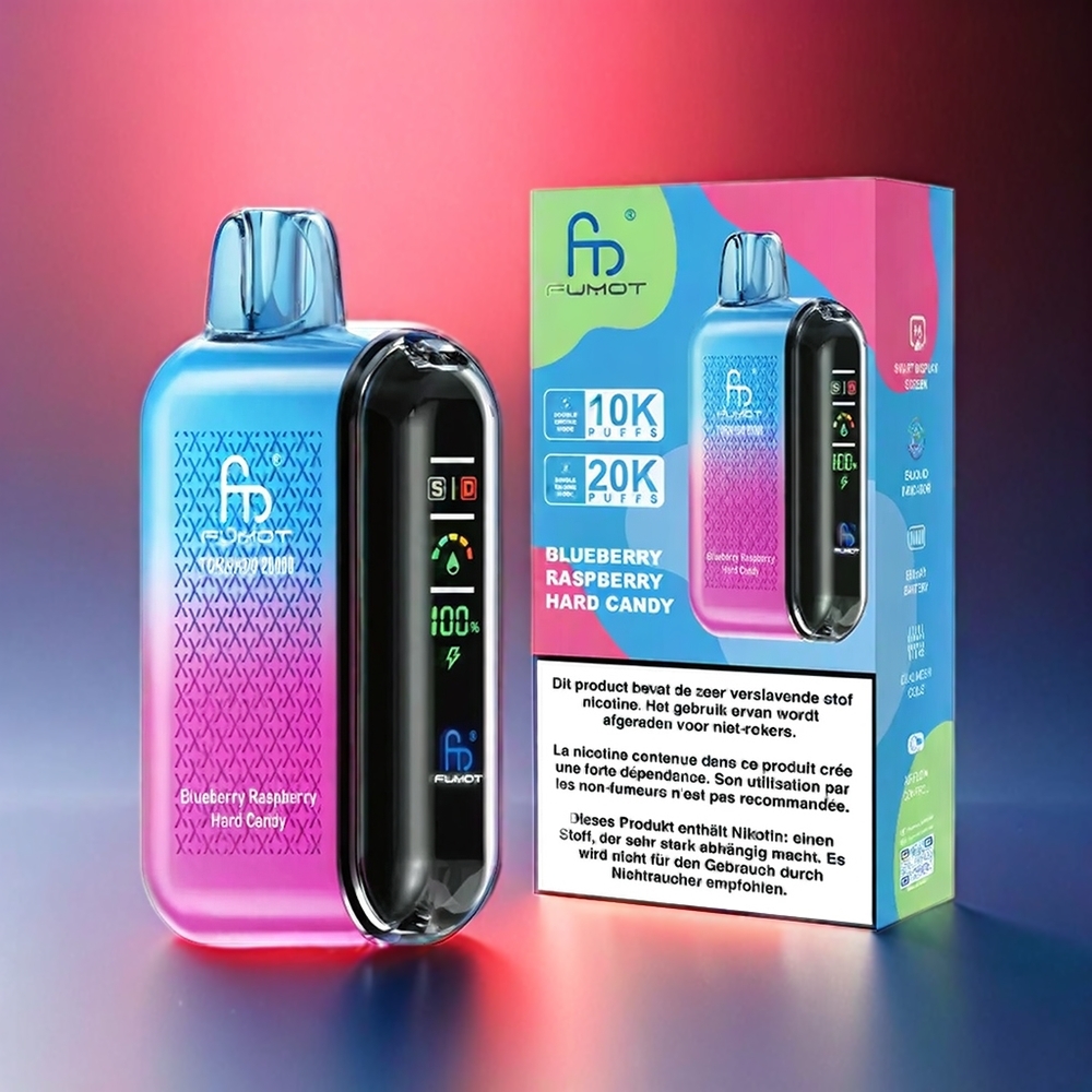 Fumot Tornado 20000 Puffs – 20ml E-Liquid, 850mAh Akku, Airflow Control, Blaubeere-Himbeere Hard Candy – Schweiz Großhandel