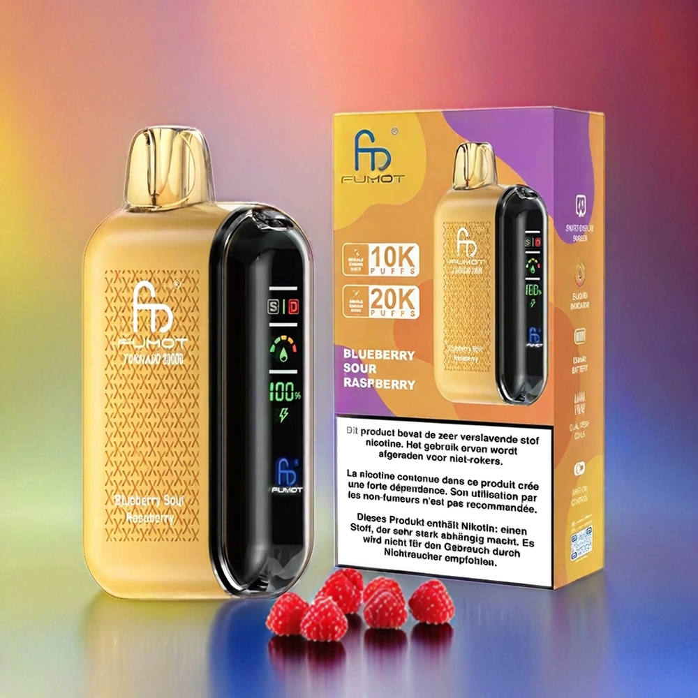 Fumot Tornado 20000 Puffs Dual Mesh Coil 20ml 850mAh Blueberry-Himbeer Geschmack Schweiz Großhandel