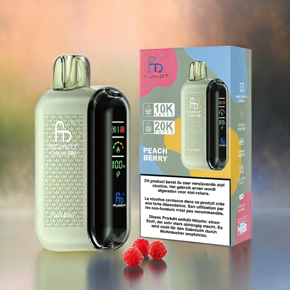 Fumot Tornado 20000 Puffs Dual Mesh Coil 20ml 850mAh Schweiz Großhandel Peach Berry (Pfirsich Beere)