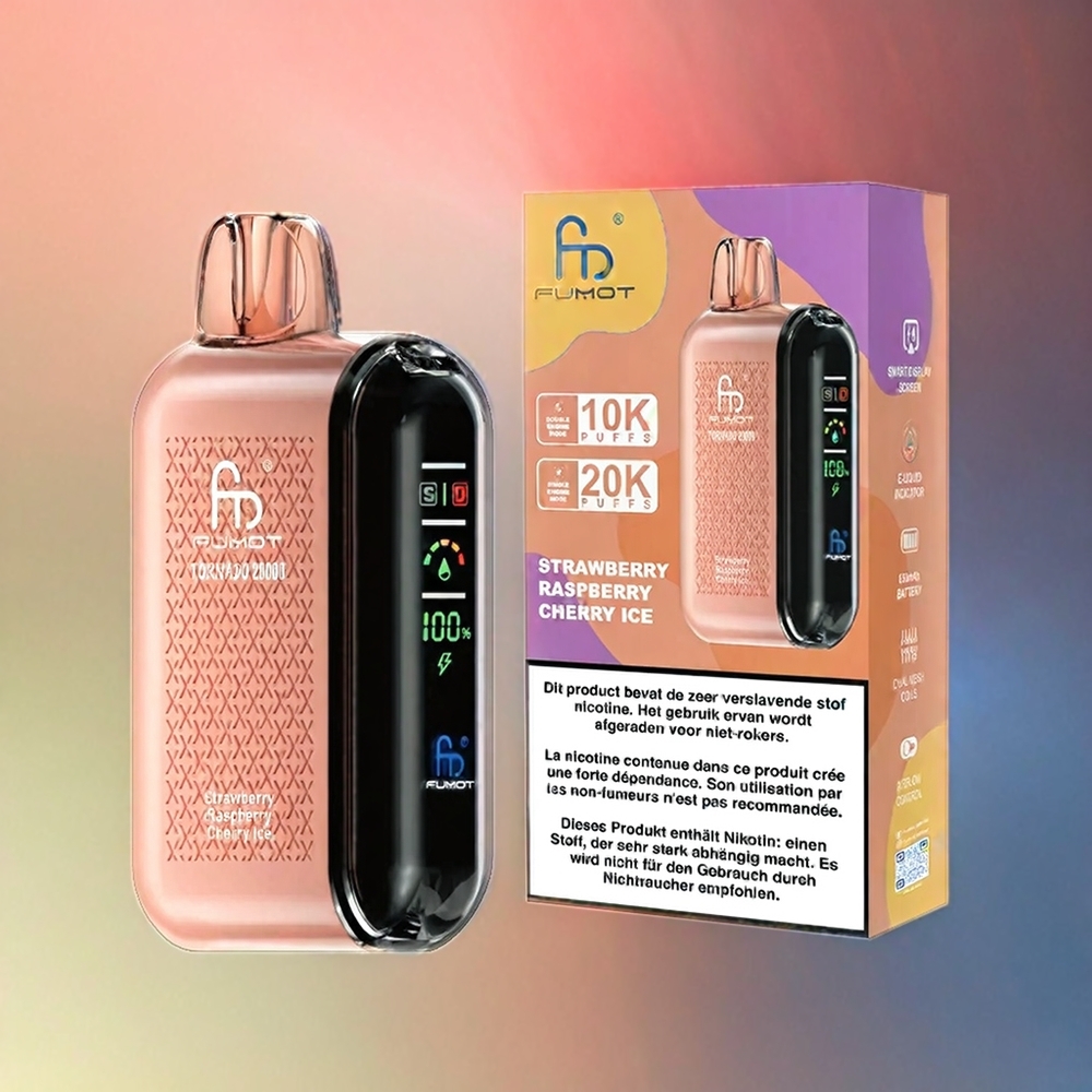 Fumot Tornado 20000 Puffs Dual Mesh Coil 20ml 850mAh Strawberry Raspberry Cherry Ice Schweiz großhandel