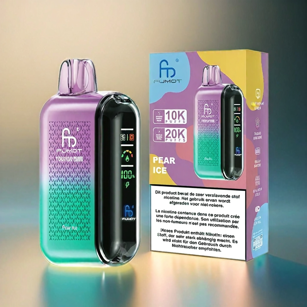 Fumot Tornado 20000 Puffs Dual Mesh Coil 20ml E-Liquid 850mAh Schweiz Großhandel Pear Ice