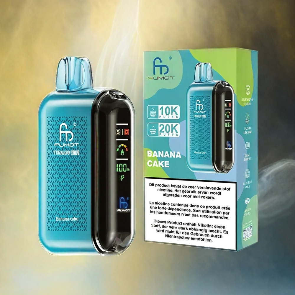 Fumot Tornado 20000 Puffs Dual Mesh Coil 20ml Schweiz Großhandel Banana Cake (Bananenkuchen)