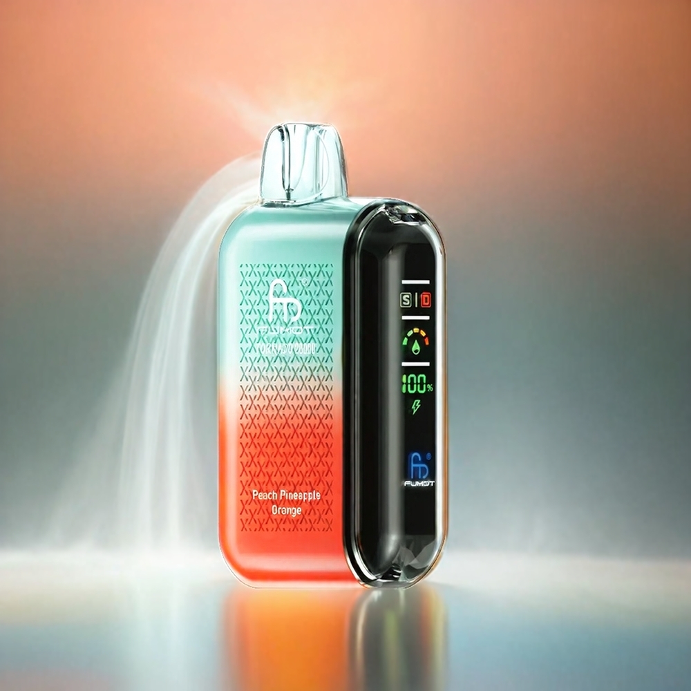 Fumot Tornado 20000 Puffs Schweiz Großhandel – 20000 Züge, Dual Mesh Coil, 20ml E-Liquid, Pfirsich Ananas Orange