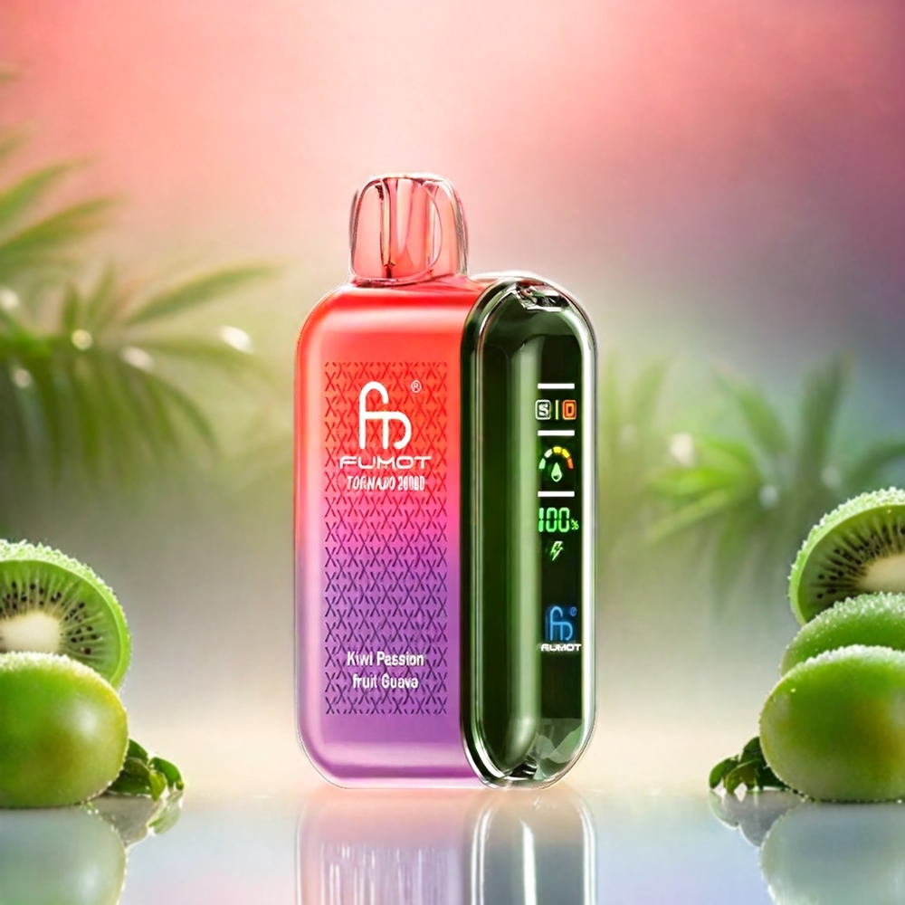 Fumot Tornado 20000 Puffs Schweiz Großhandel – 20ml E-Liquid, 850mAh Akku, Dual Mesh Coil, Kiwi Passionfruit Guava Geschmack