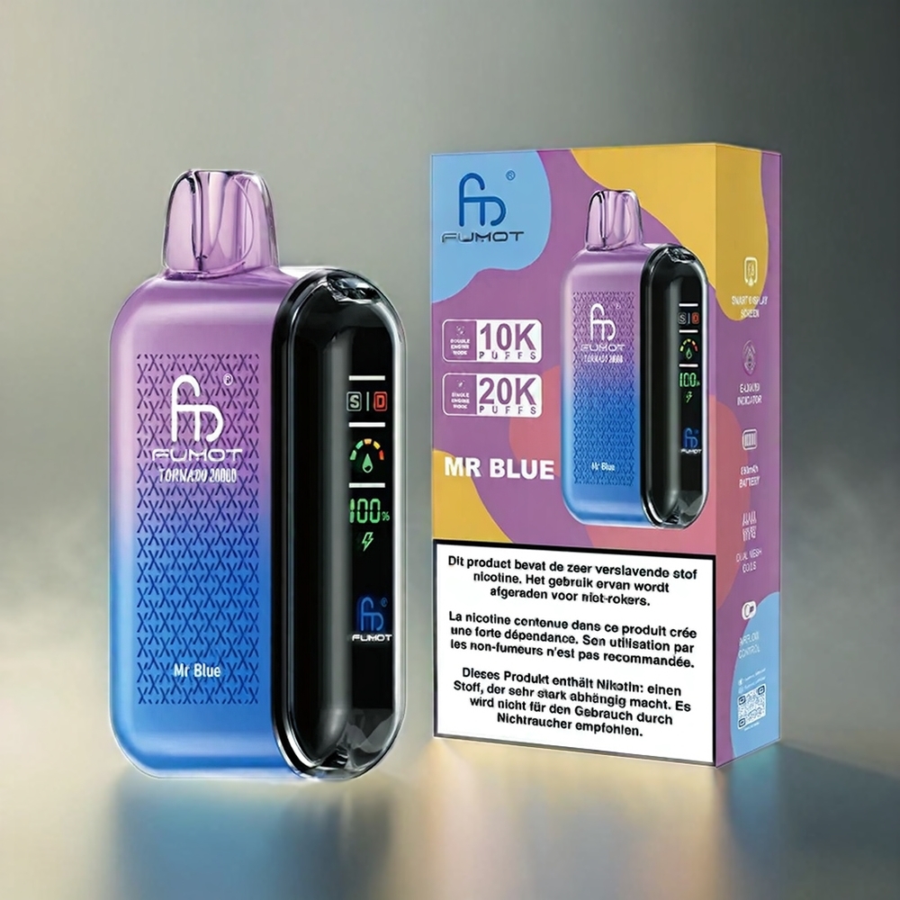 Fumot Tornado 20000 Puffs Schweiz Großhandel – Dual Mesh Coil, 20ml E-Liquid, 850mAh, Mr Blue