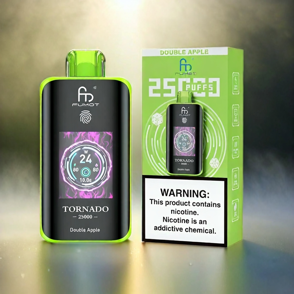 Fumot Tornado 25000 Puffs Doppelapfel HD Bildschirm 700mAh 20ml Schweiz großhandel