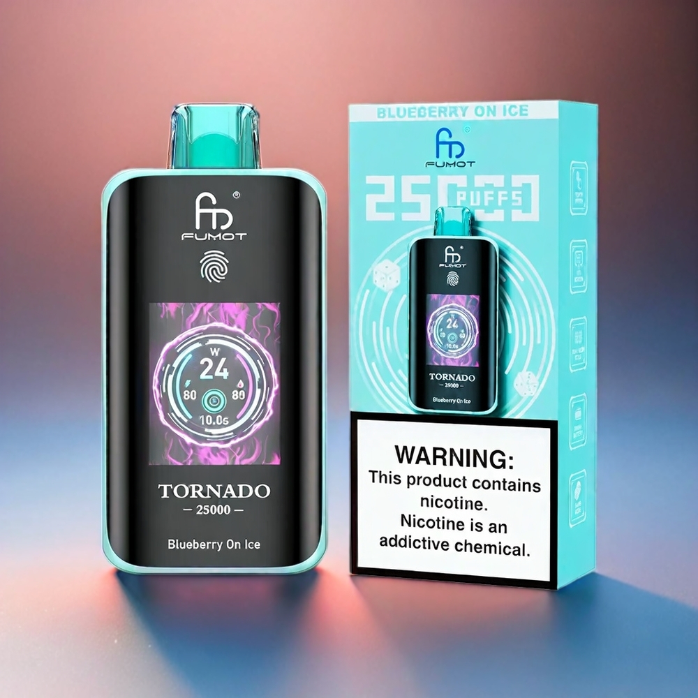 Fumot Tornado 25000 Puffs HD Bildschirm 700mAh Akku 20ml Füllung Schweiz Großhandel Blauereis