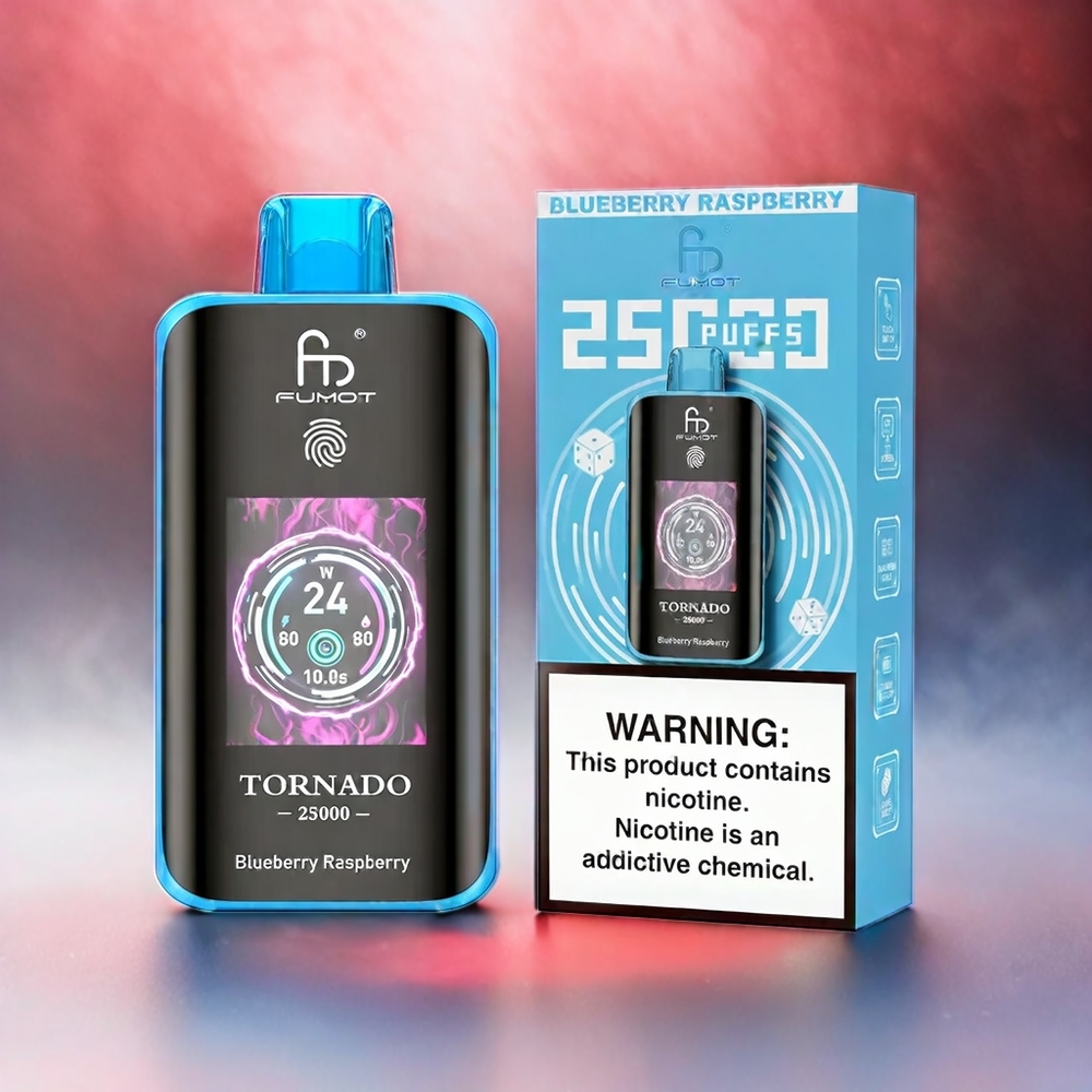 Fumot Tornado 25000 Puffs HD Bildschirm 700mAh Akku 20ml Schweiz Großhandel Blauberge Himbeere