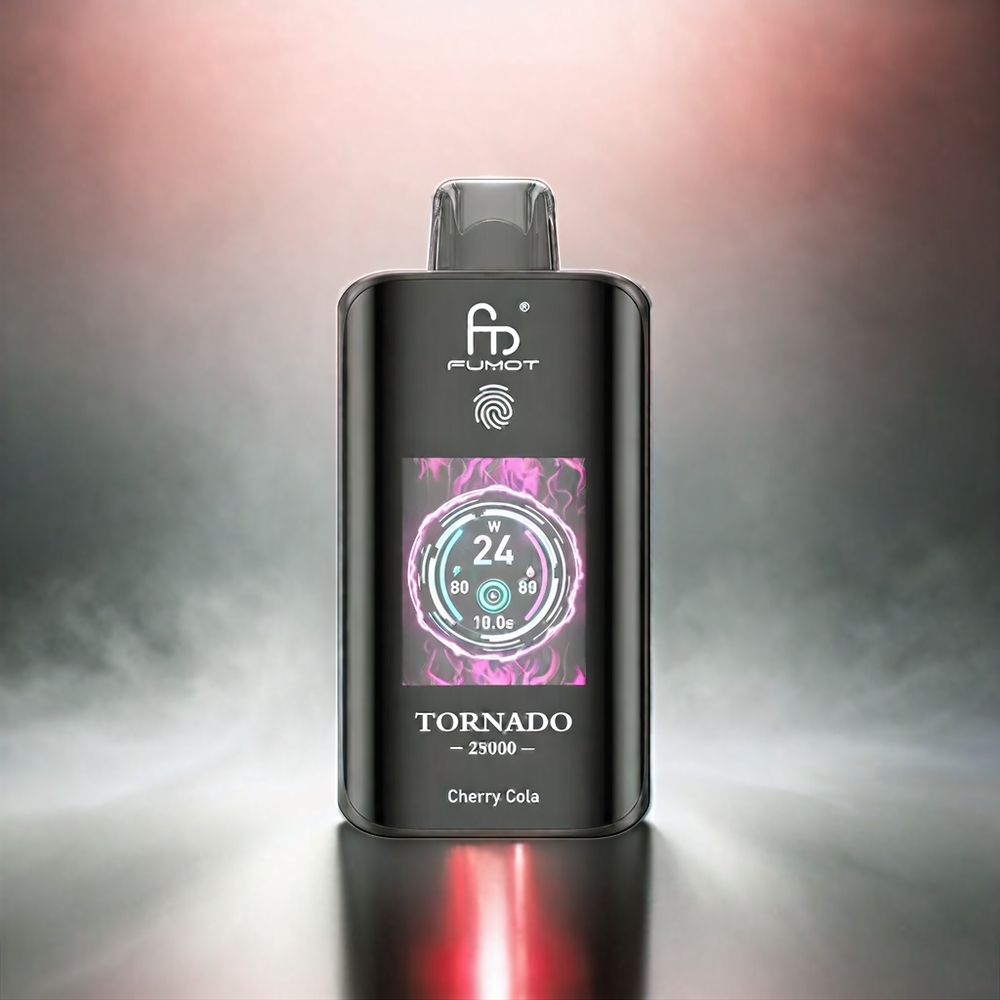Fumot Tornado 25000 Puffs Kirsch Cola 20ml 5% Nikotin HD Bildschirm 700mAh Akku Schweiz Großhandel