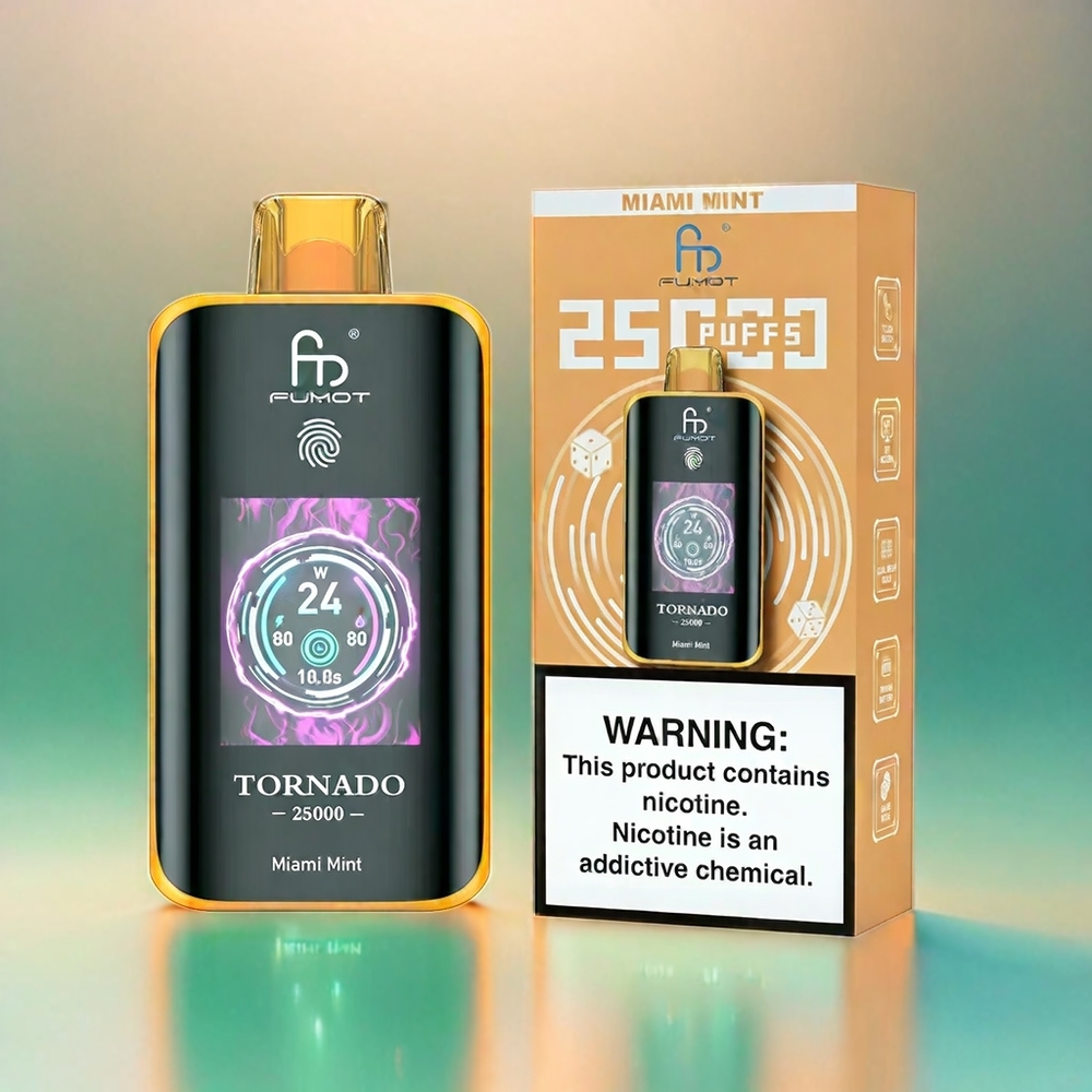 Fumot Tornado 25000 Puffs Miami Minze Schweiz Großhandel mit HD Screen, 700mAh Akku und 20ml Liquid