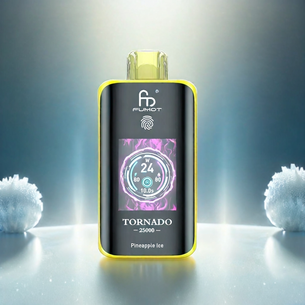 Fumot Tornado 25000 Puffs Vape Ananas-Eis mit HD-Bildschirm, 700mAh Akku, 20ml Liquid, Schweiz Großhandel