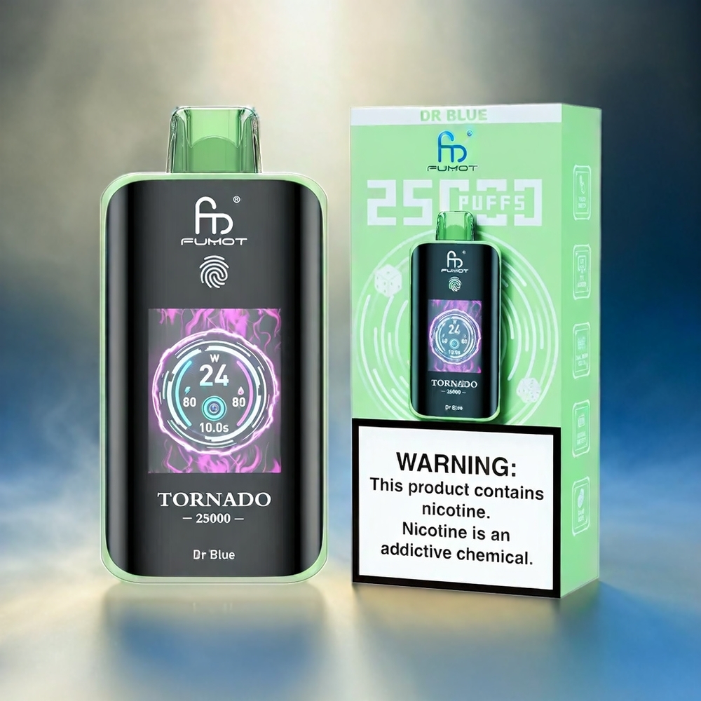 Fumot Tornado 25000 Puffs Vape Dr Blau mit HD-Bildschirm, 700mAh Akku, 20ml Liquid – Schweiz Großhandel