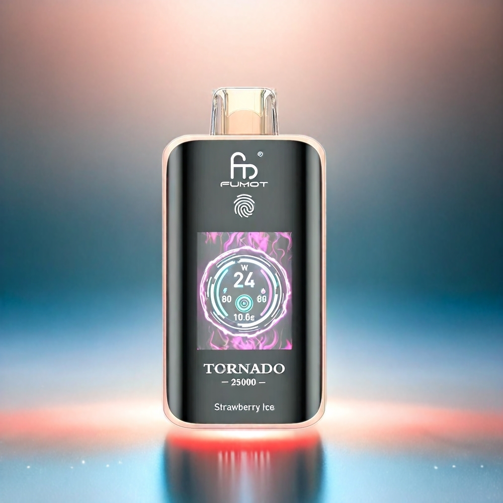 Fumot Tornado 25000 Puffs Vape Erdbeer-Eis mit HD-Bildschirm, 700mAh Akku, 20ml Vorratsflasche, Schweiz Großhandel