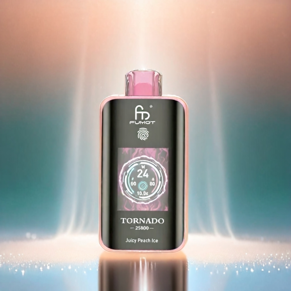 Fumot Tornado 25000 Puffs Vape Juicy Peach Ice mit HD-Bildschirm, 700mAh Akku, 20ml Schweiz Großhandel
