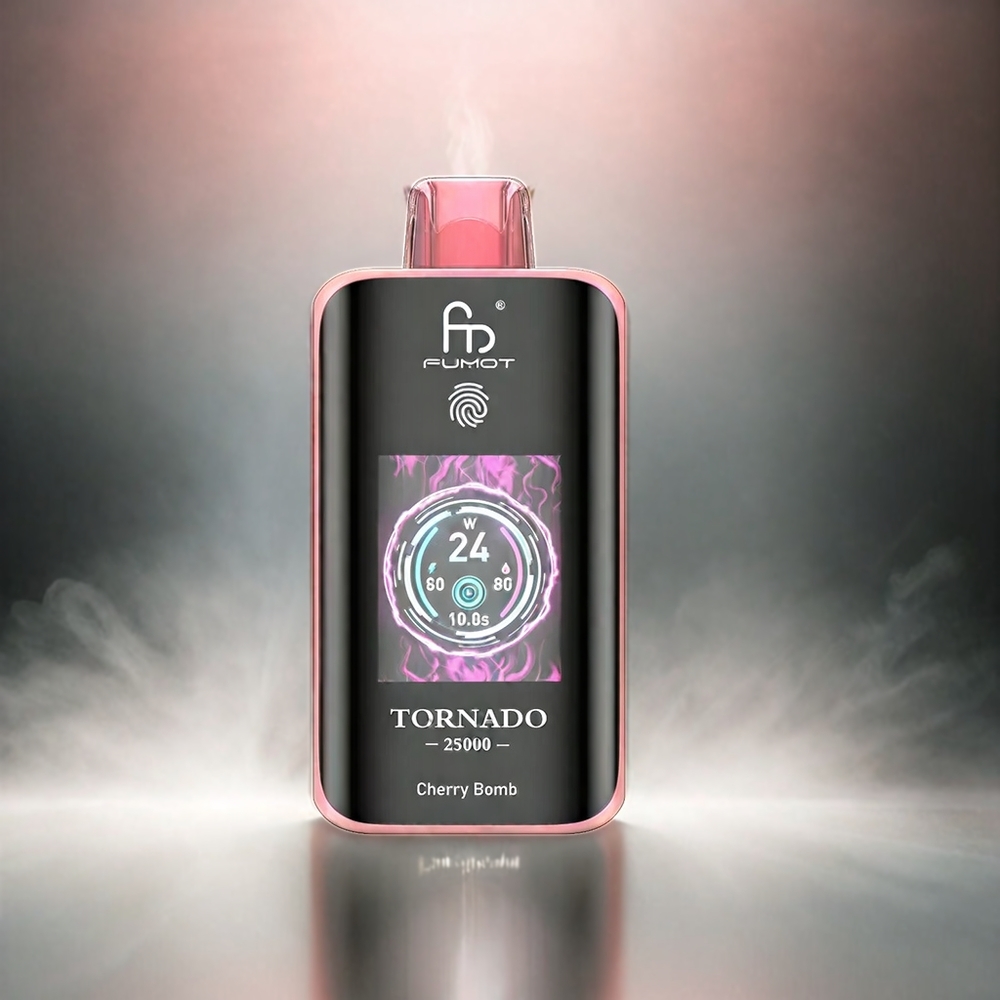 Fumot Tornado 25000 Puffs Vape Kirschbombe mit HD Bildschirm, 700mAh Akku, 20ml Liquide Schweiz Großhandel