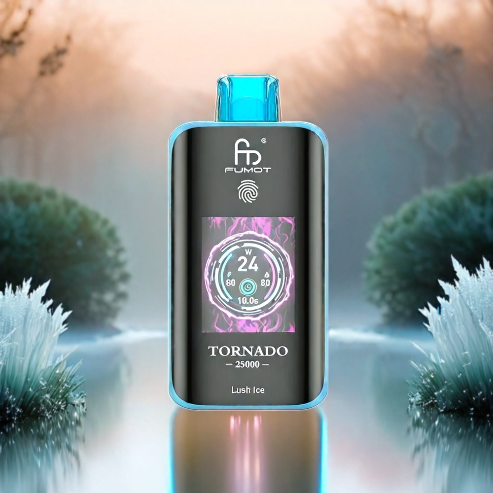 Fumot Tornado 25000 Puffs Vape Lush Ice mit HD Bildschirm, 20ml Nachfüllflüssigkeit, Type-C Schweiz großhandel