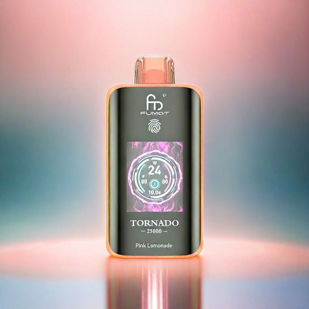 Fumot Tornado 25000 Puffs Vape Pink Lemonade mit HD Bildschirm, 700mAh Akku, 20ml Liquid, Schweiz Großhandel