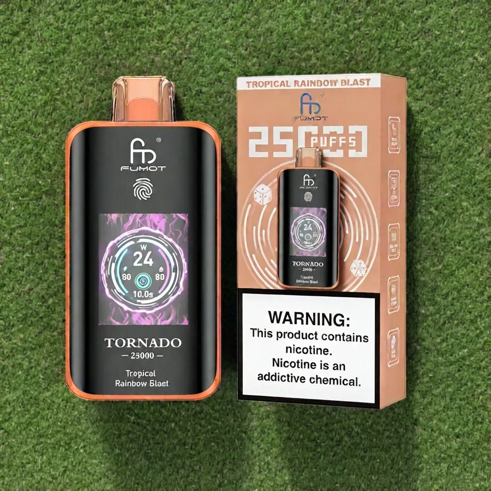 Fumot Tornado 25000 Puffs Vape Tropicaler Regenbogen Blast mit HD-Bildschirm, 700mAh Akku, 20ml Liquid Schweiz Großhandel