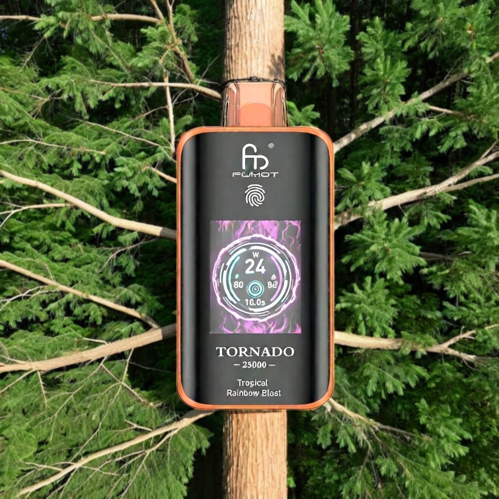 Fumot Tornado 25000 Puffs Vape Tropicaler Regenbogen Blast mit HD-Bildschirm, 700mAh Akku, 20ml Liquid Schweiz Großhandel
