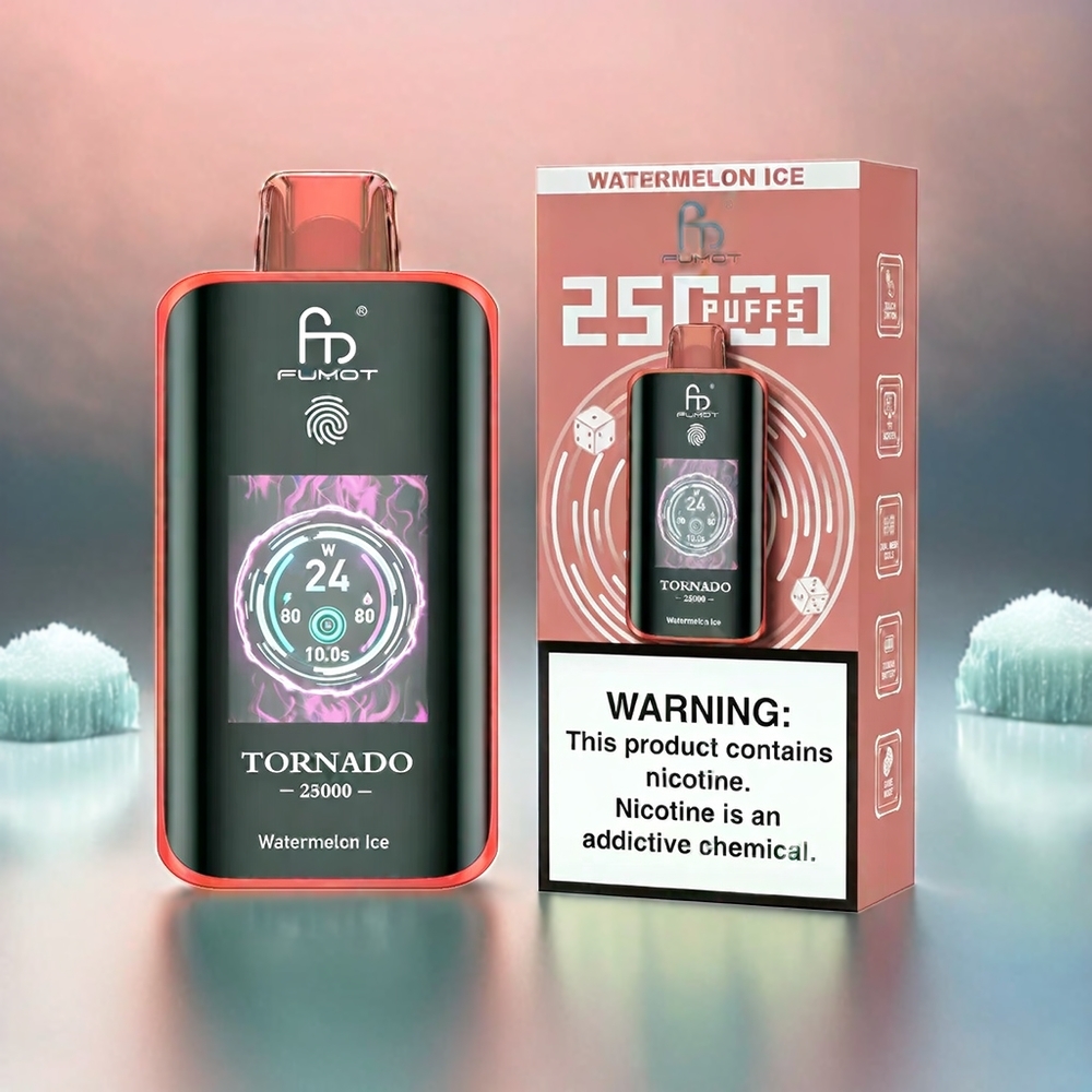 Fumot Tornado 25000 Puffs Vape Wassermelone-Eis mit HD-Bildschirm, 700mAh Akku, 20ml Liquid – Schweiz Großhandel