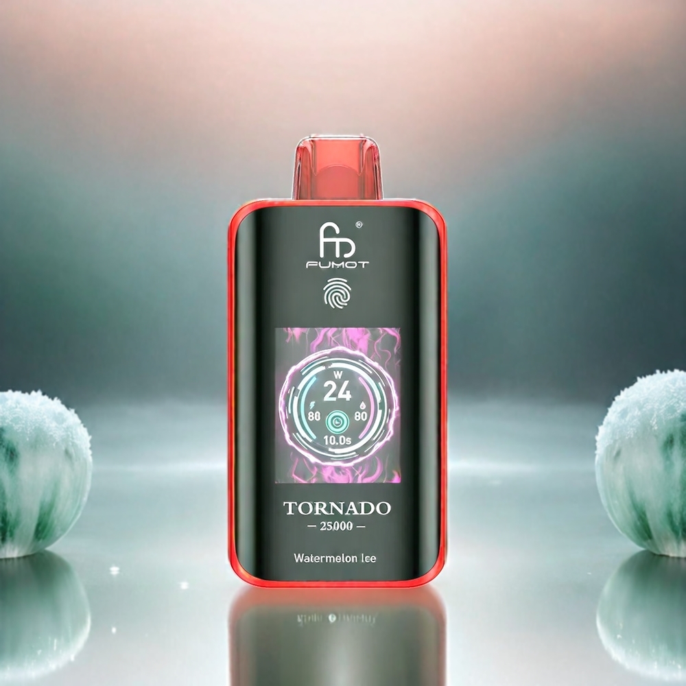 Fumot Tornado 25000 Puffs Vape Wassermelone-Eis mit HD-Bildschirm, 700mAh Akku, 20ml Liquid – Schweiz Großhandel