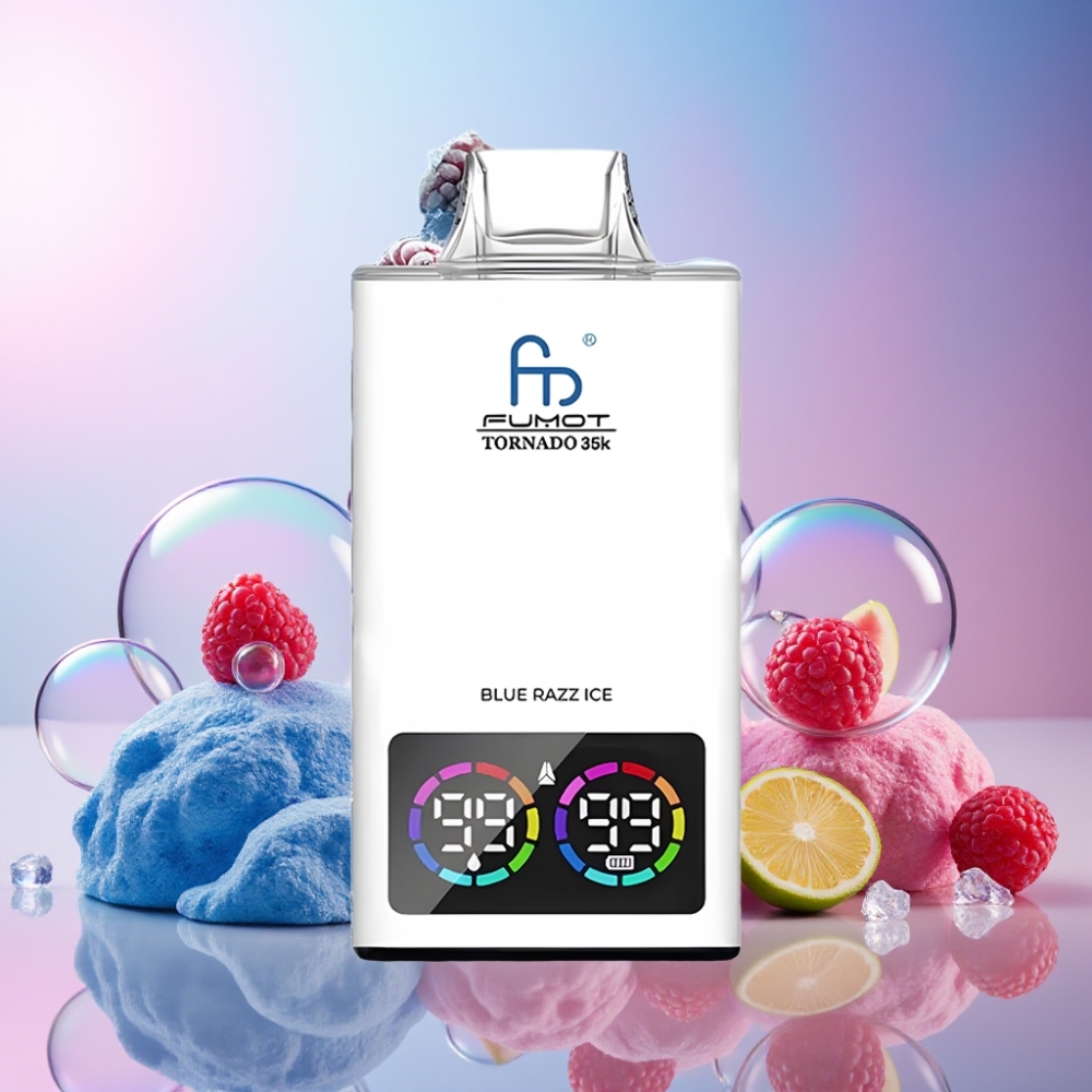 Fumot Tornado 35K Einweg-Vape Blue Razz Eis - Dual Mesh Coil, 15ml E-Liquid, 700mAh Akku, USB-C, Schweiz Großhandel