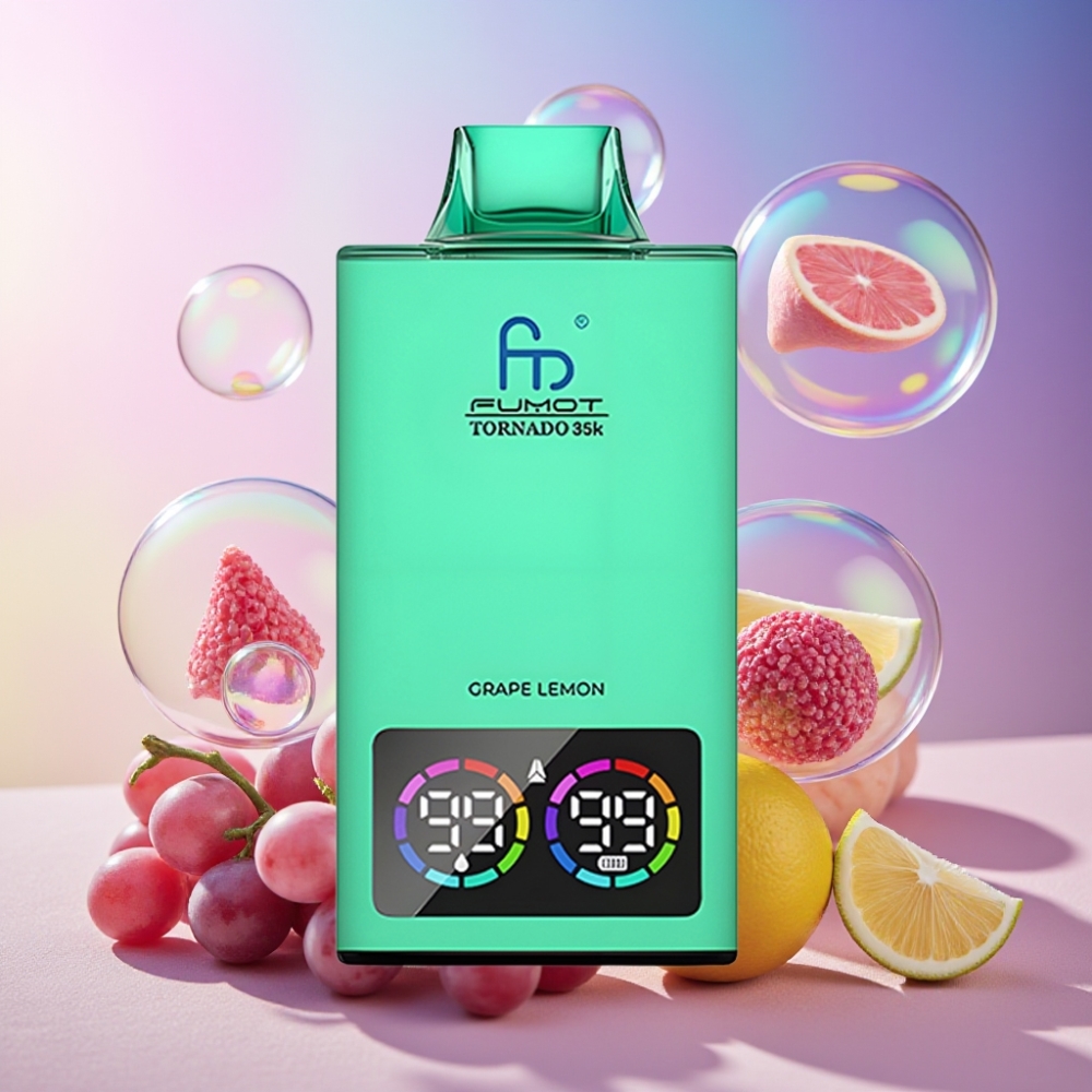 Fumot Tornado 35K Einweg-Vape Grape Lemon (Traube Zitrone) - Dual Mesh Coil, 15ml E-Juice, 700mAh Akku, USB-C - Schweiz Großhandel