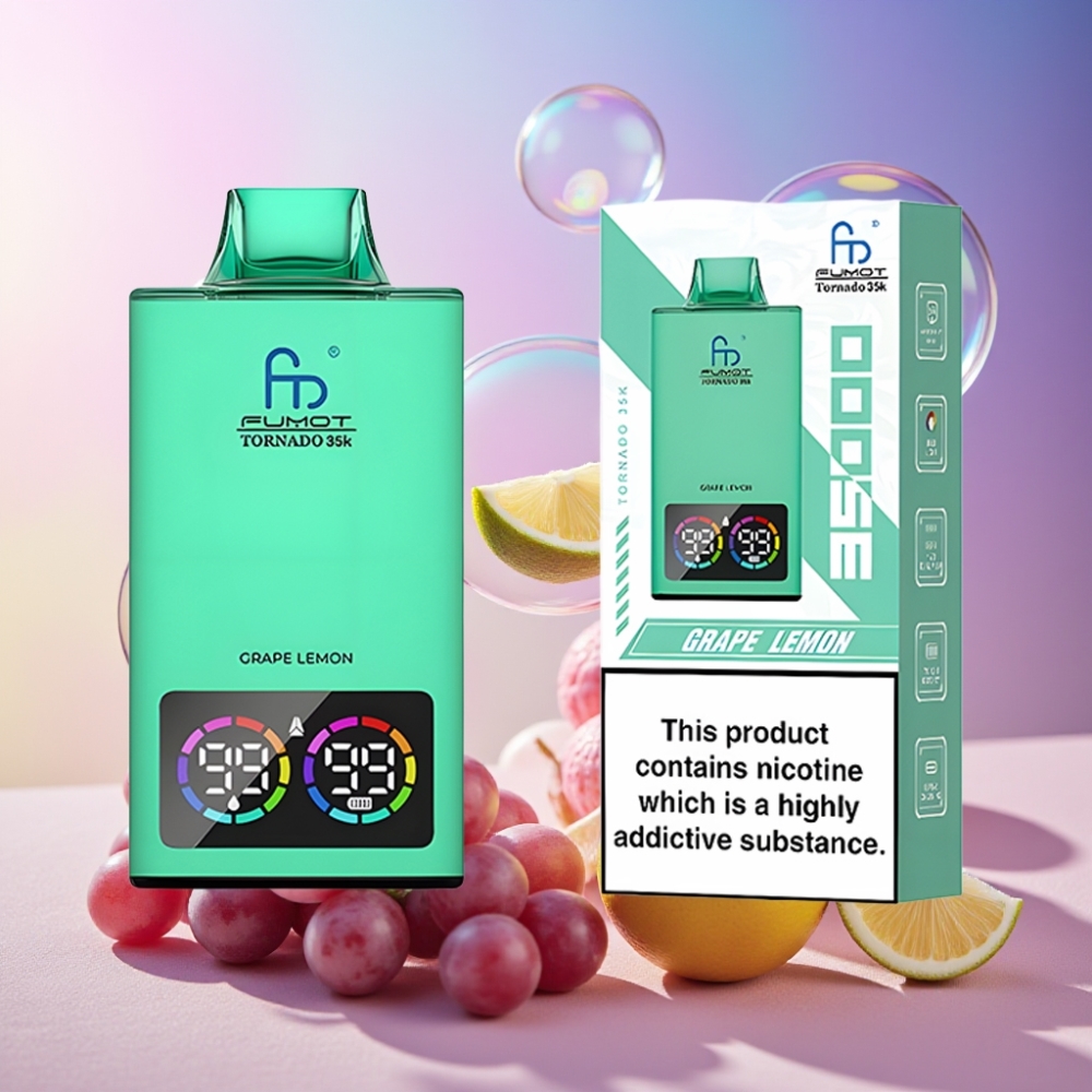Fumot Tornado 35K Einweg-Vape Grape Lemon (Traube Zitrone) - Dual Mesh Coil, 15ml E-Juice, 700mAh Akku, USB-C - Schweiz Großhandel