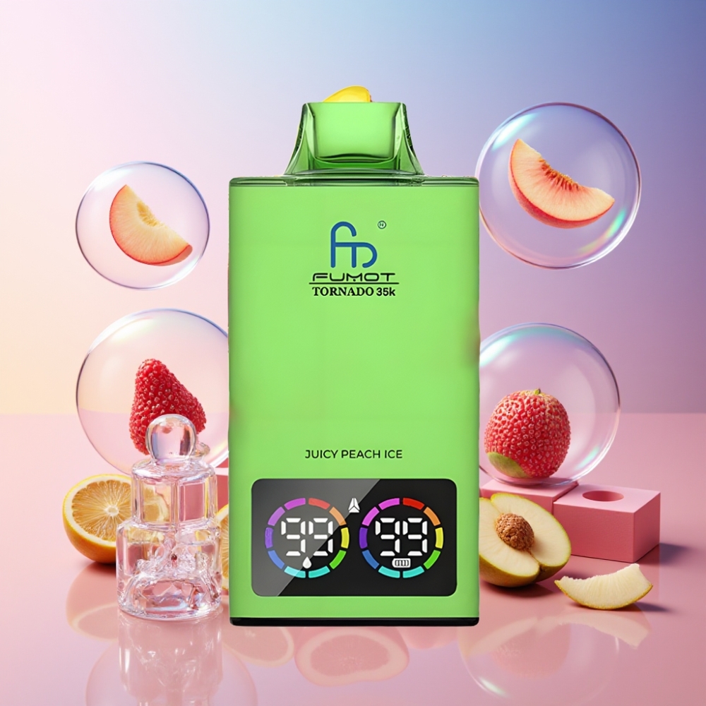 Fumot Tornado 35K Einweg-Vape Juicy Peach Ice (Dual Mesh Coil, 15ml E-Juice, 700mAh, USB-C) Schweiz großhandel