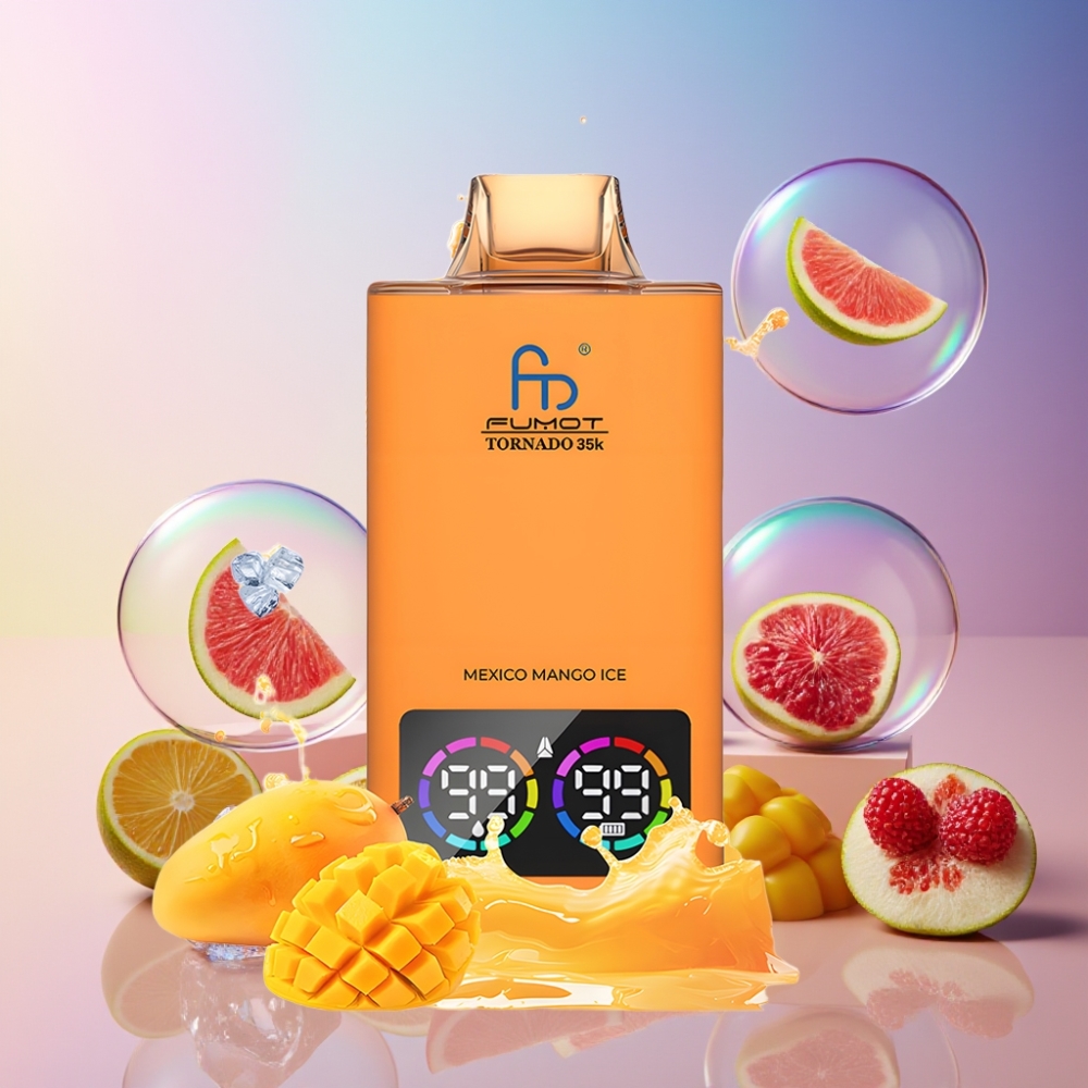 Fumot Tornado 35K Einweg-Vape Schweiz Großhandel – Dual Mesh Coil, 15ml E-Liquid, 700 mAh, USB-C, Mexiko Mango Eis