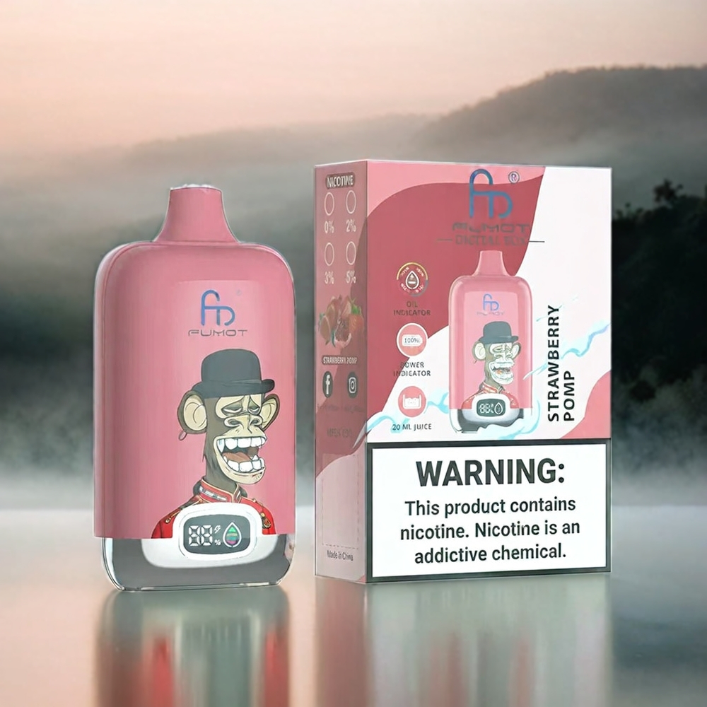 Fumot Tornado Digital Box 12000 Puffs Erdbeere Granatapfel Schweiz Großhandel mit 20ml E-Liquid & 550mAh Akku