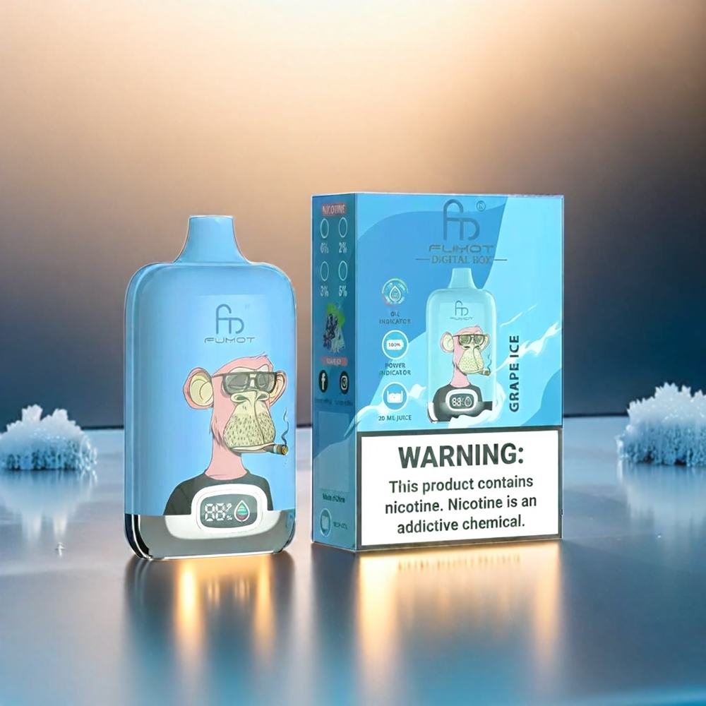 Fumot Tornado Digital Box 12000 Puffs Grape Ice Schweiz Großhandel – 20ml E-Liquid, 550mAh, 12000 Puffs