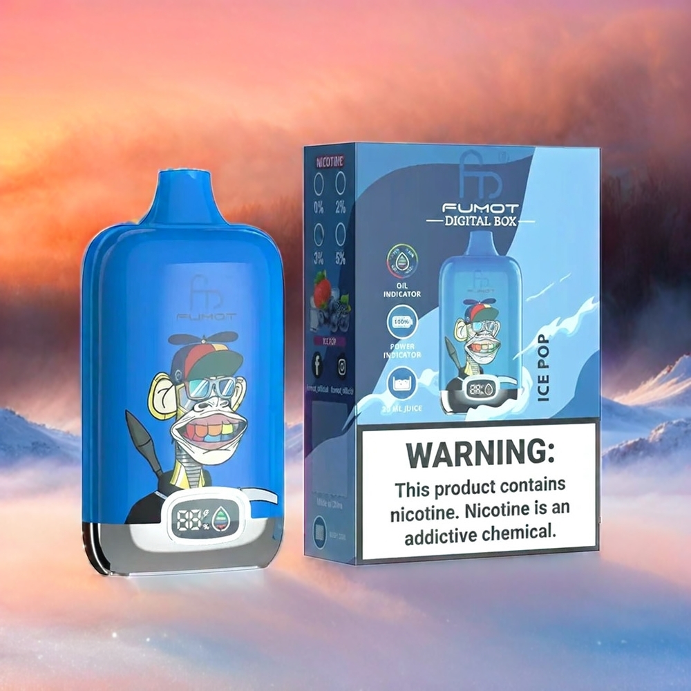 Fumot Tornado Digital Box 12000 Puffs Ice Pop Schweiz Großhandel mit 20ml E-Liquid, 550mAh Akku & Mesh Coil