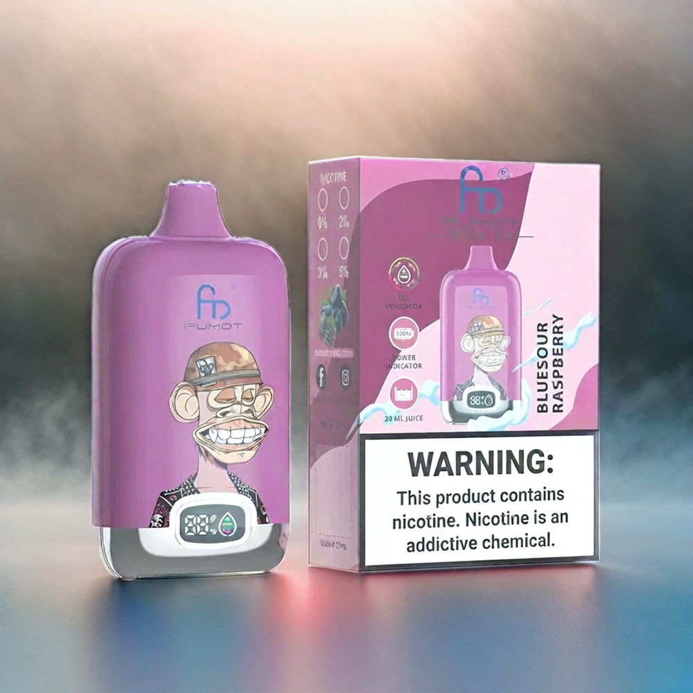 Fumot Tornado Digital Box 12000 Puffs Vape Blausaur Himbeere Schweiz Großhandel 20ml E-Liquid 12000 Puffs Type-C