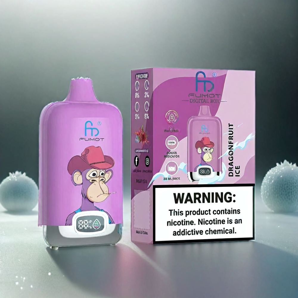 Fumot Tornado Digital Box 12000 Puffs Vape Drachenfrucht Eis – 20ml E-Liquid, 12000 Puffs, Type-C, Schweiz großhandel