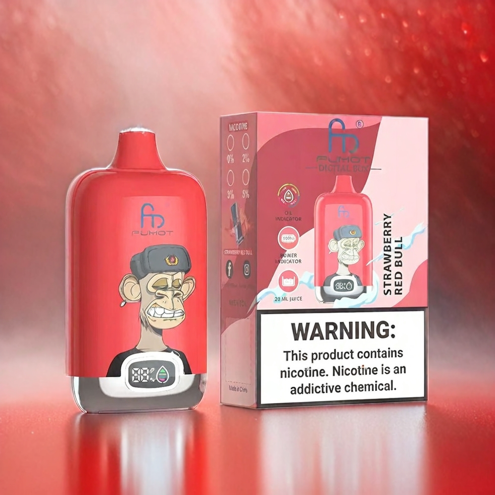 Fumot Tornado Digital Box 12000 Puffs Vape Erdbeer Red Bull 20ml 550mAh Typ-C Schweiz großhandel