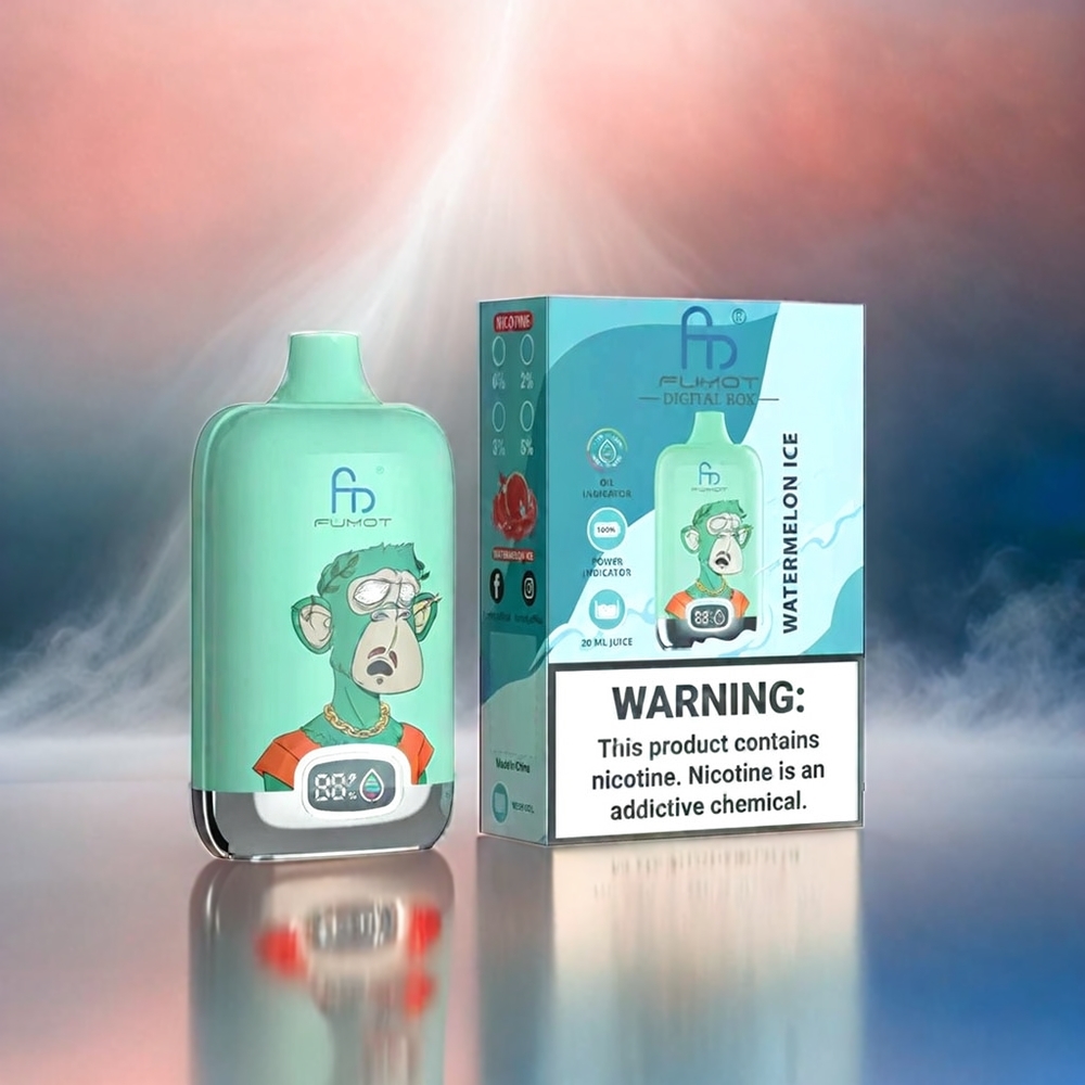 Fumot Tornado Digital Box 12000 Puffs Vape Erdbeere mit 20ml E-Liquid, 550mAh Akku, Type-C Ladung, Schweiz Großhandel