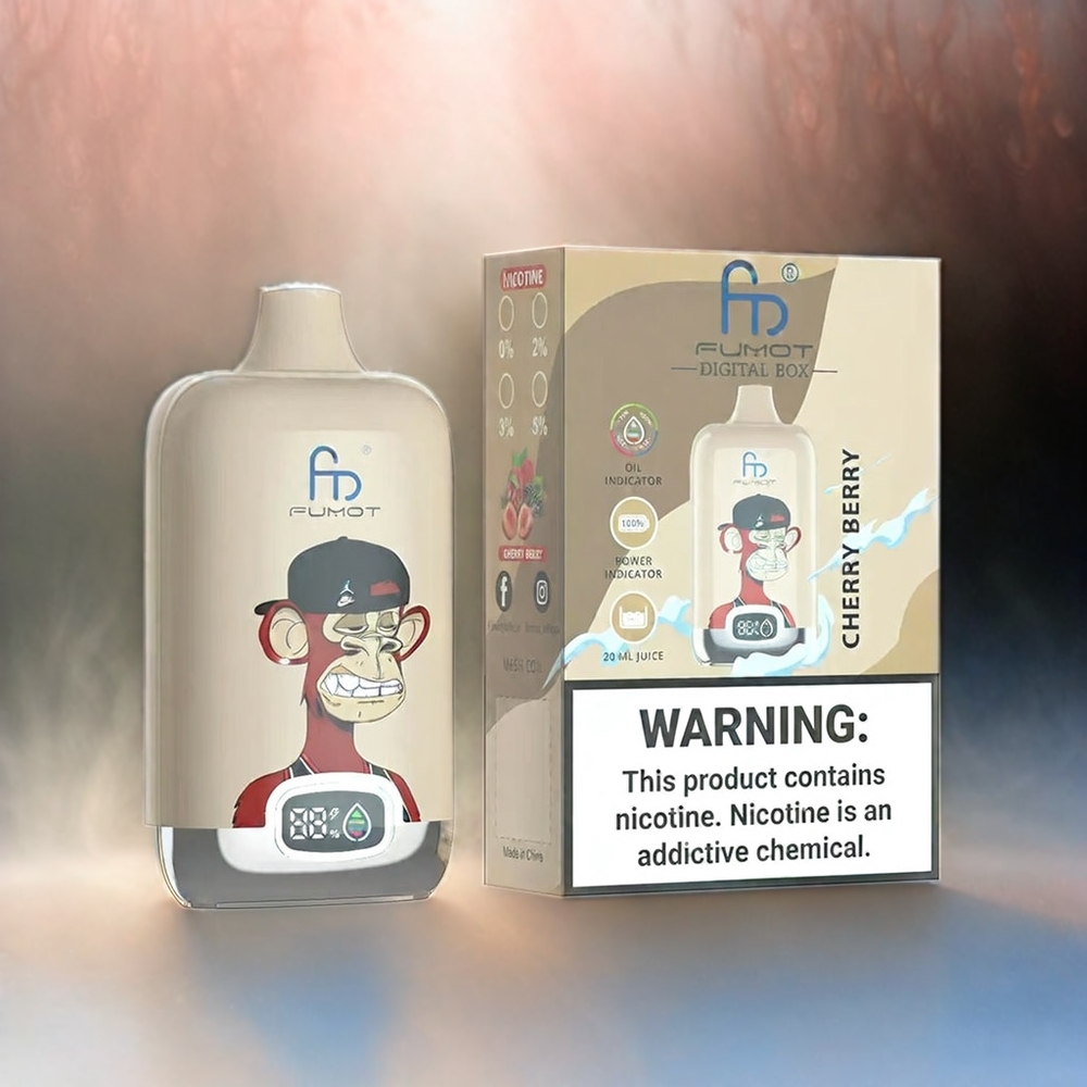 Fumot Tornado Digital Box 12000 Puffs Vape Kirschbeere Schweiz Großhandel, 20ml E-Liquid, Typ-C Ladung, 12000 Züge