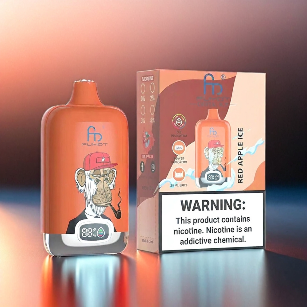 Fumot Tornado Digital Box 12000 Puffs Vape Rote Apfel Eis Schweiz großhandel 20ml E-Liquid 550mAh Mesh Coil
