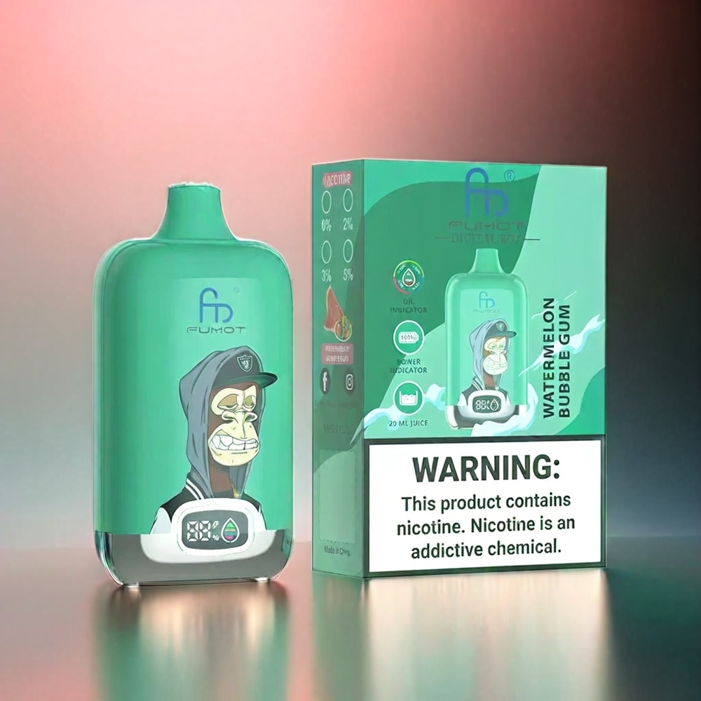 Fumot Tornado Digital Box 12000 Puffs Wassermelonene Kaugummi Schweiz Großhandel – 20ml E-Liquid, 550mAh, Typ-C-Ladung