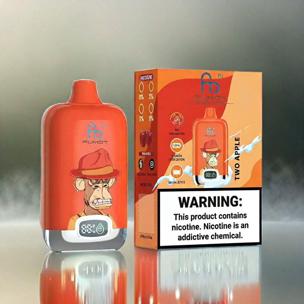 Fumot Tornado Digital Box 12000 Puffs Zwei Apfel Schweiz Großhandel 20ml E-Liquid 550mAh Typ-C MTL