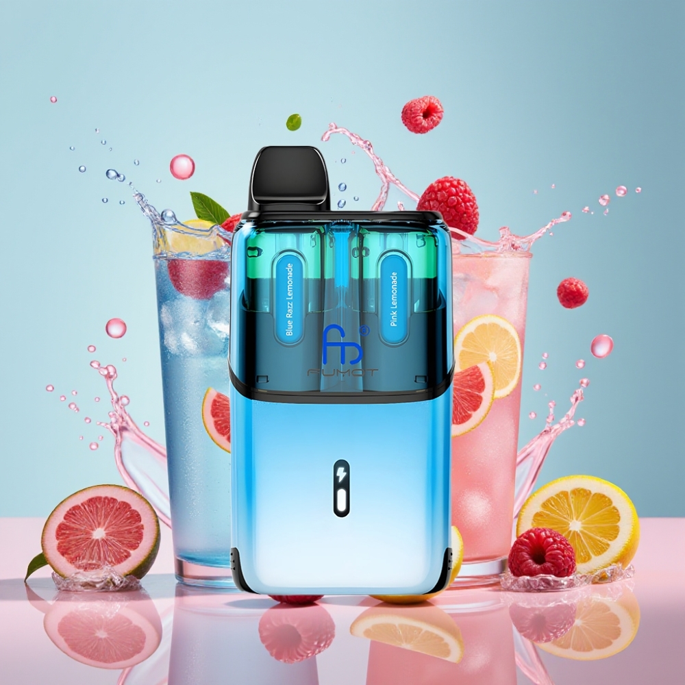 Fumot Ultra T32000 Einweg-Vape Blau-Razz Limonade & Rosa Limonade – 32000 Züge, 800mAh Akku, 24ml E-Liquid, Schweiz Großhandel