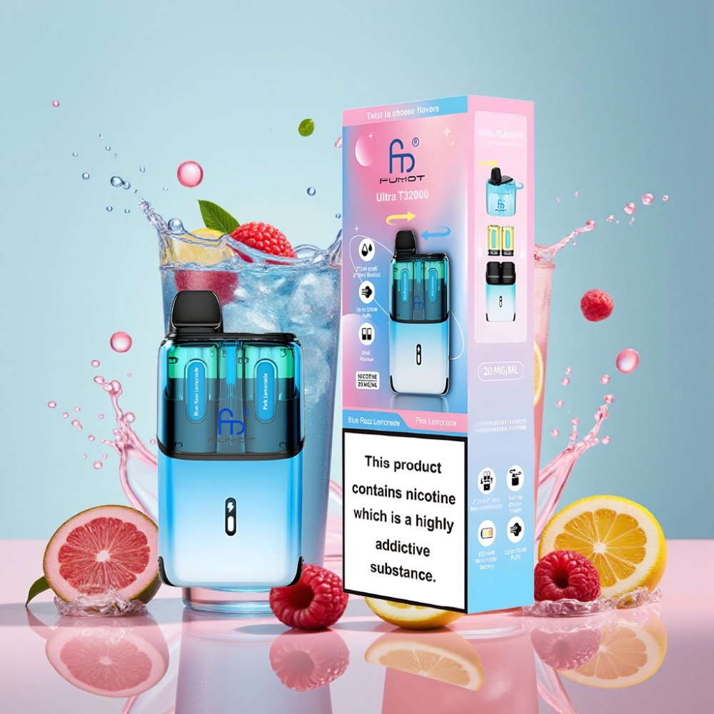 Fumot Ultra T32000 Einweg-Vape Blau-Razz Limonade & Rosa Limonade – 32000 Züge, 800mAh Akku, 24ml E-Liquid, Schweiz Großhandel