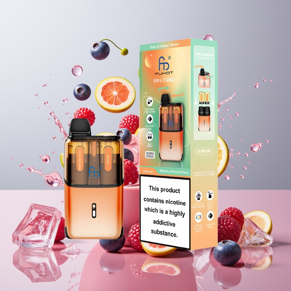 Fumot Ultra T32000 Einweg-Vape Blaubeere Kirsche Cranberry & Kirsch-Eis – 32000 Züge, 800mAh, 24ml, Type-C, Schweiz Großhandel