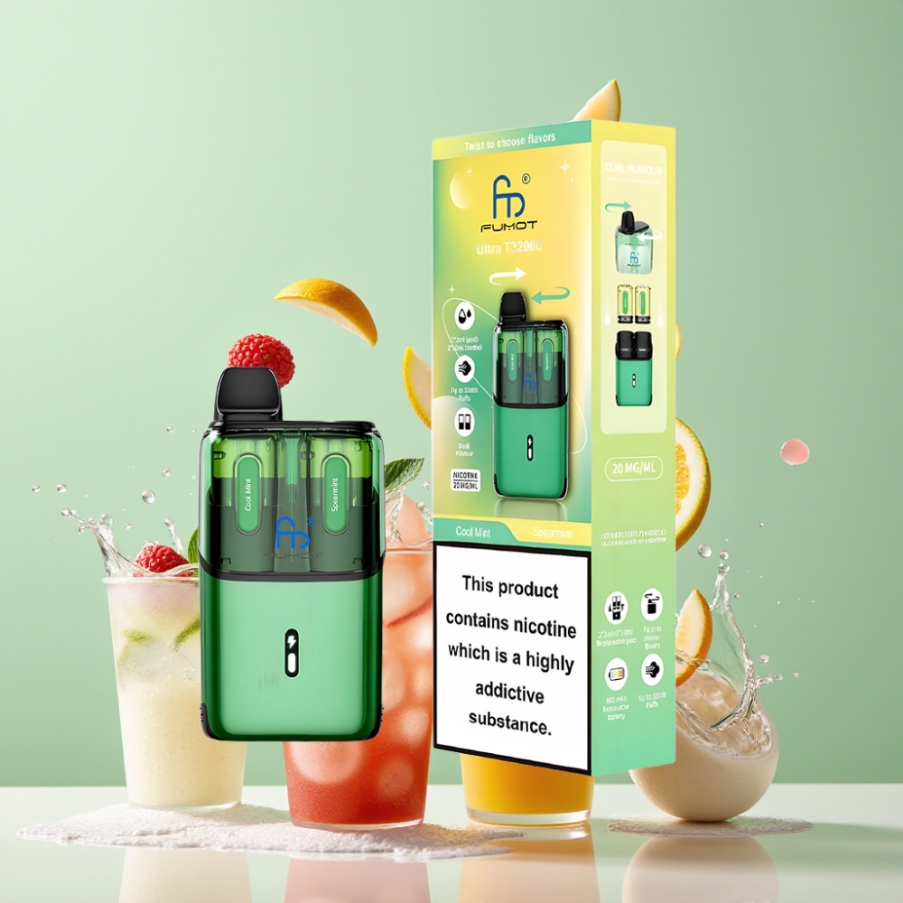 Fumot Ultra T32000 Einweg-Vape Kühle Minze & Spitzminze – 32000 Züge, 800mAh, 24ml, Schweiz Großhandel